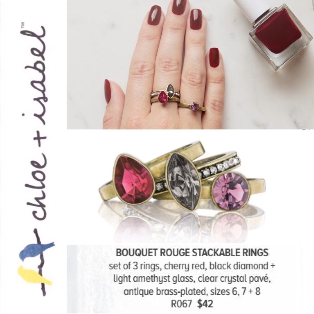 3️⃣Set! 🆕 Bouquet Rouge Stackable Rings R067-8 - Picture 7 of 8